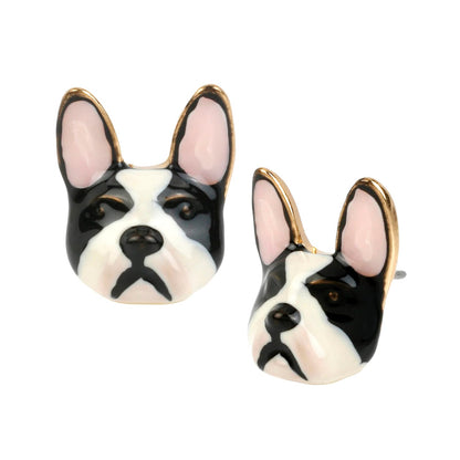 Betsey Johnson Pendientes Bulldog Metal Dorado