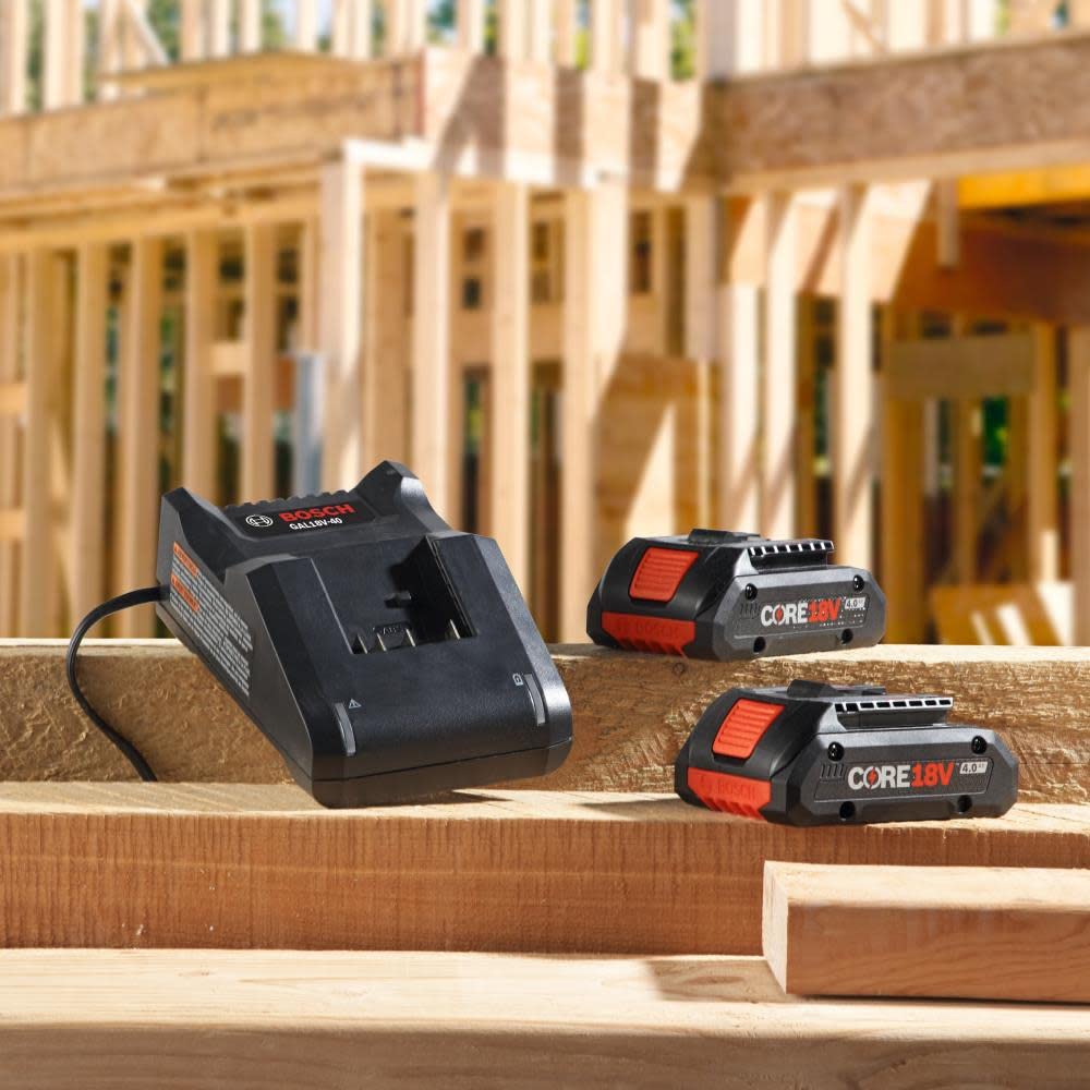 BOSCH GXS18V-11N25 Kit de arranque de 18 V con (2) baterías de alimentación avanzadas CORE18V de 4 Ah y (1) cargador de batería estándar de 18 V