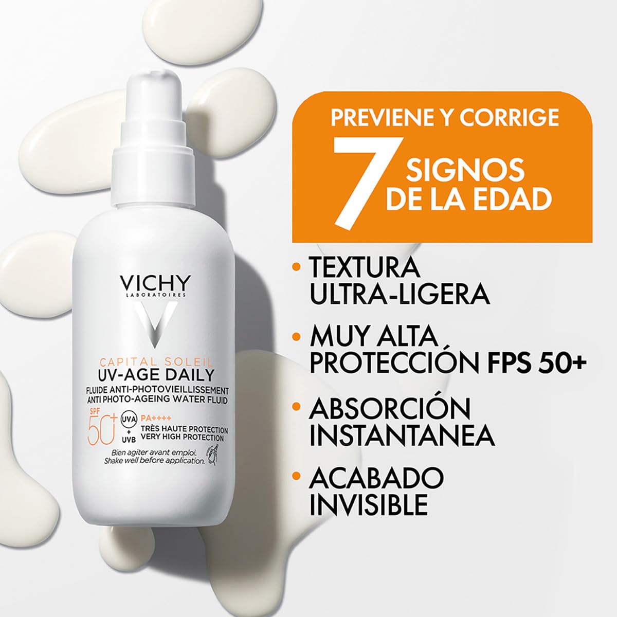 Vichy Capital Soleil UV-Age Daily FPS50+ Protector Solar Facial Uso Diario, 80 ml