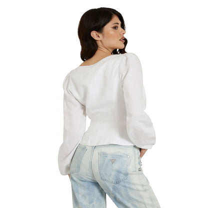 LS FEDERICA LACE UP TOP GUESS, BLANCO, L