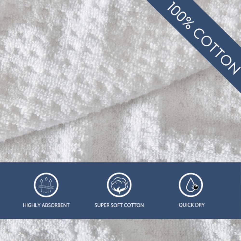 Tommy Bahama - Toallas de baño, decoración de baño de algodón Altamente Absorbente, Baja Pelusa y Resistente a la decoloración, Certificado Oeko-Tex (Blanco del Pacífico Norte, 6 Piezas)