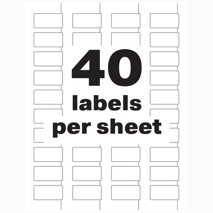 AVERY White Asset Tag Labels, 3/4 Pulgadas x 1-1/2 Pulgadas, Etiquetas imprimibles con láser a Prueba de manipulaciones, 320 Etiquetas Impermeables (60528)
