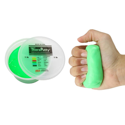 CanDo TheraPutty Masilla de Ejercicio para Manos - Verde - 1 lb - Masilla