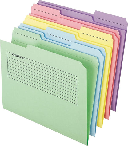 Pendaflex Carpetas de archivos de notas impresas, corte 1/3, pestaña superior, tamaño carta, colores surtidos (45269), 30 por paquete
