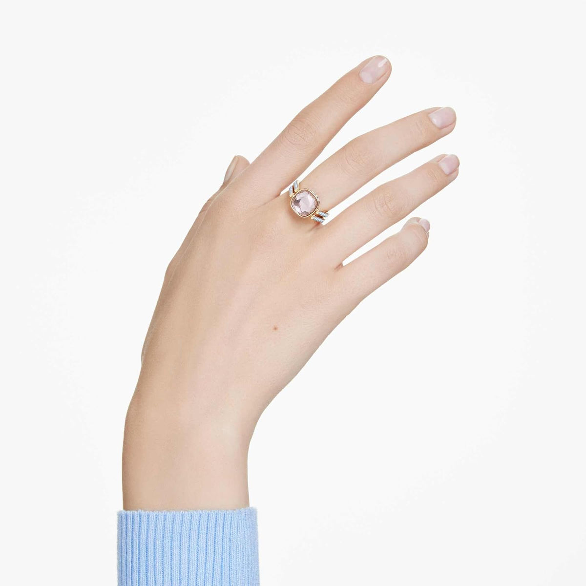 Swarovski Chroma Collection - Anillo con forma de cojín, multicolor, chapado en oro