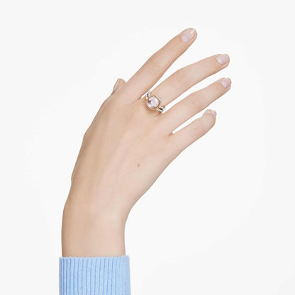 Swarovski Chroma Collection - Anillo con forma de cojín, multicolor, chapado en oro