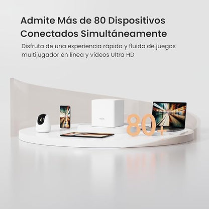Tenda Nova MW5G (3 Pack) Sistema WiFi Mesh AC1200 Doble Banda, Cobertura hasta 280 m², Router Mesh Gigabit para 80 Dispositivos, Red WiFi para Toda la Casa, Reemplaza Router y Extensor