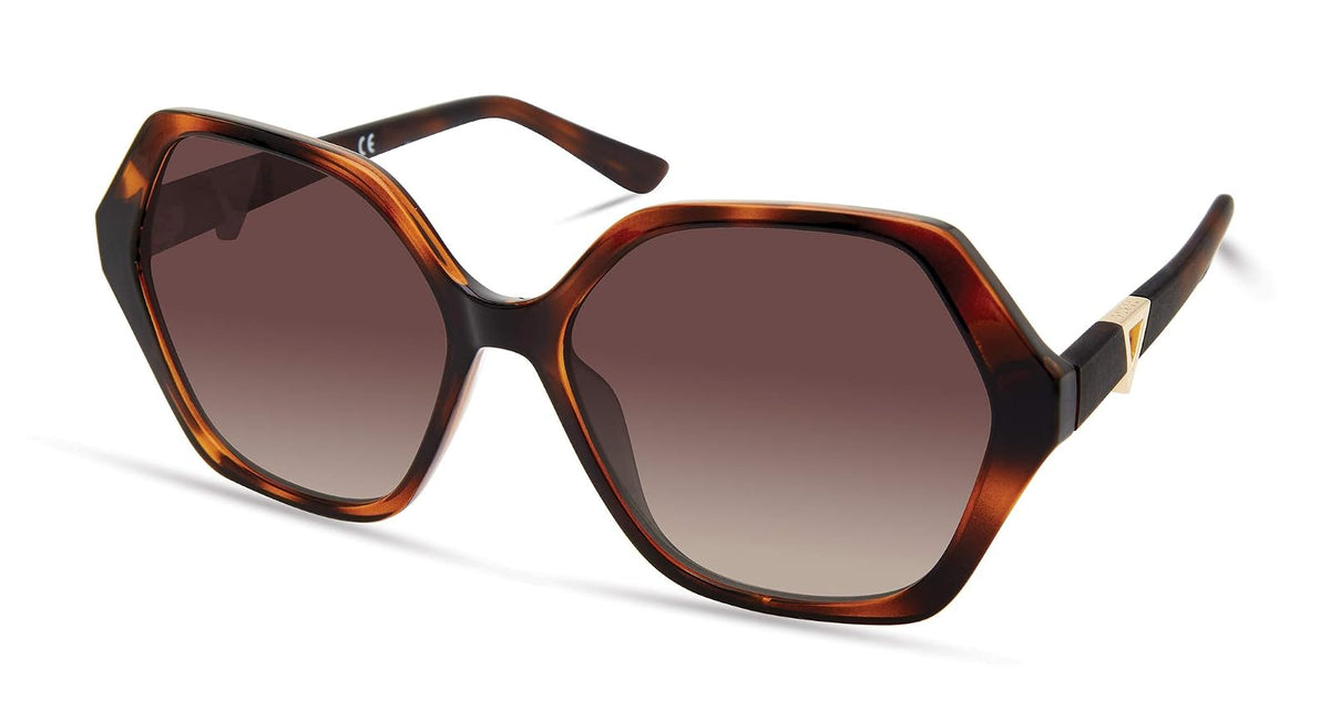 GUESS - anteojos de sol cuadradas geométricas modernas para mujer - Habana oscuro - 57 Milímetros