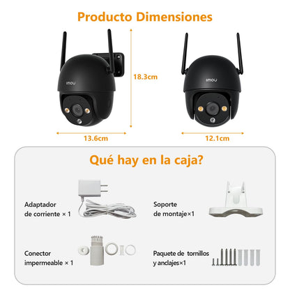 Imou IPC-DK7N Cámara de Seguridad WiFi Exterior 2MP con Visión Nocturna a Color, Detección de Personas, Seguimiento Inteligente y Audio Bidireccional