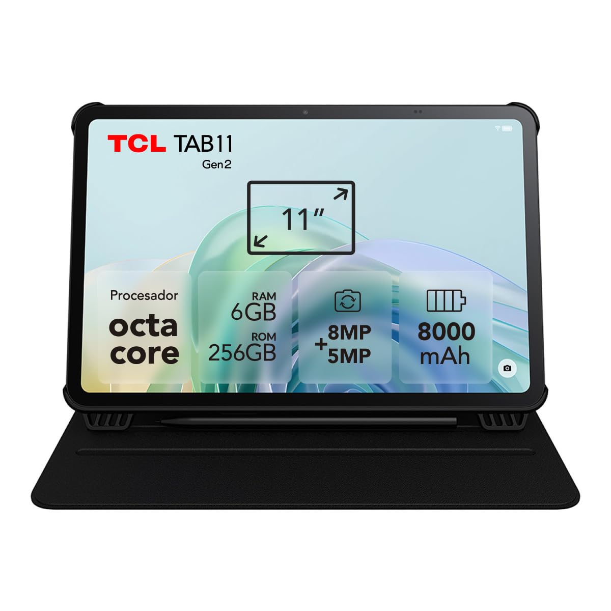 TCL Tab 11 Gen2 | Tablet Android 14 | Pantalla 10.95” | 6GB RAM + 256GB | Incluye T-Pen y Flip Cover