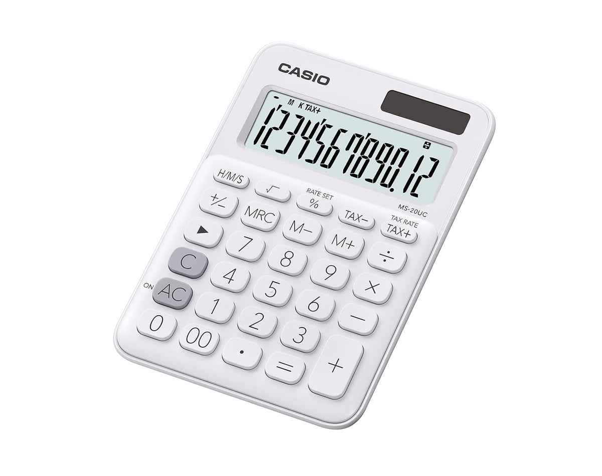 Casio Calculadora Escritorio | MS-20UC-WE | 12 dígitos | Blanca