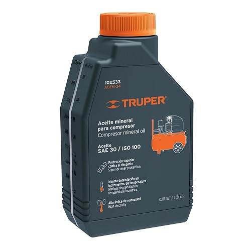 TRUPER ACEM-34, Aceite mineral para compresor 1000 ml (34oz)