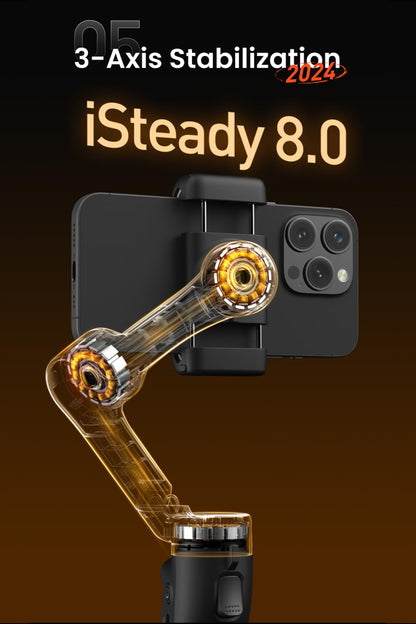 Hohem iSteady X3 Gimbal Stabilizer for Smartphone,3 Axis Phone Gimbal with Magnetic Fill Light, Desmontable Remote Control, Incorporado Extensible Rod&Tripod for Travel/Vlog/TikTok-Black