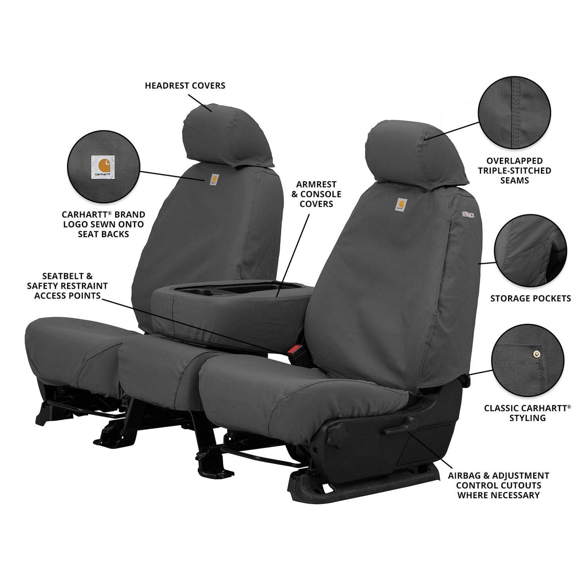 Covercraft Carhartt SeatSaver - Funda de Asiento para Modelos seleccionados de Chevrolet/GMC – Tela de Pato (Grava)