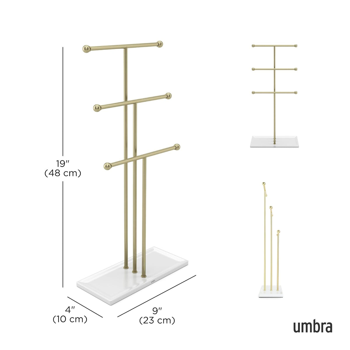 Umbra Trigem Soporte de joyería, Blanco/Latón
