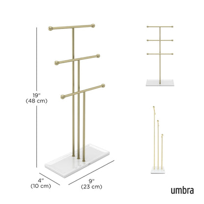 Umbra Trigem Soporte de joyería, Blanco/Latón