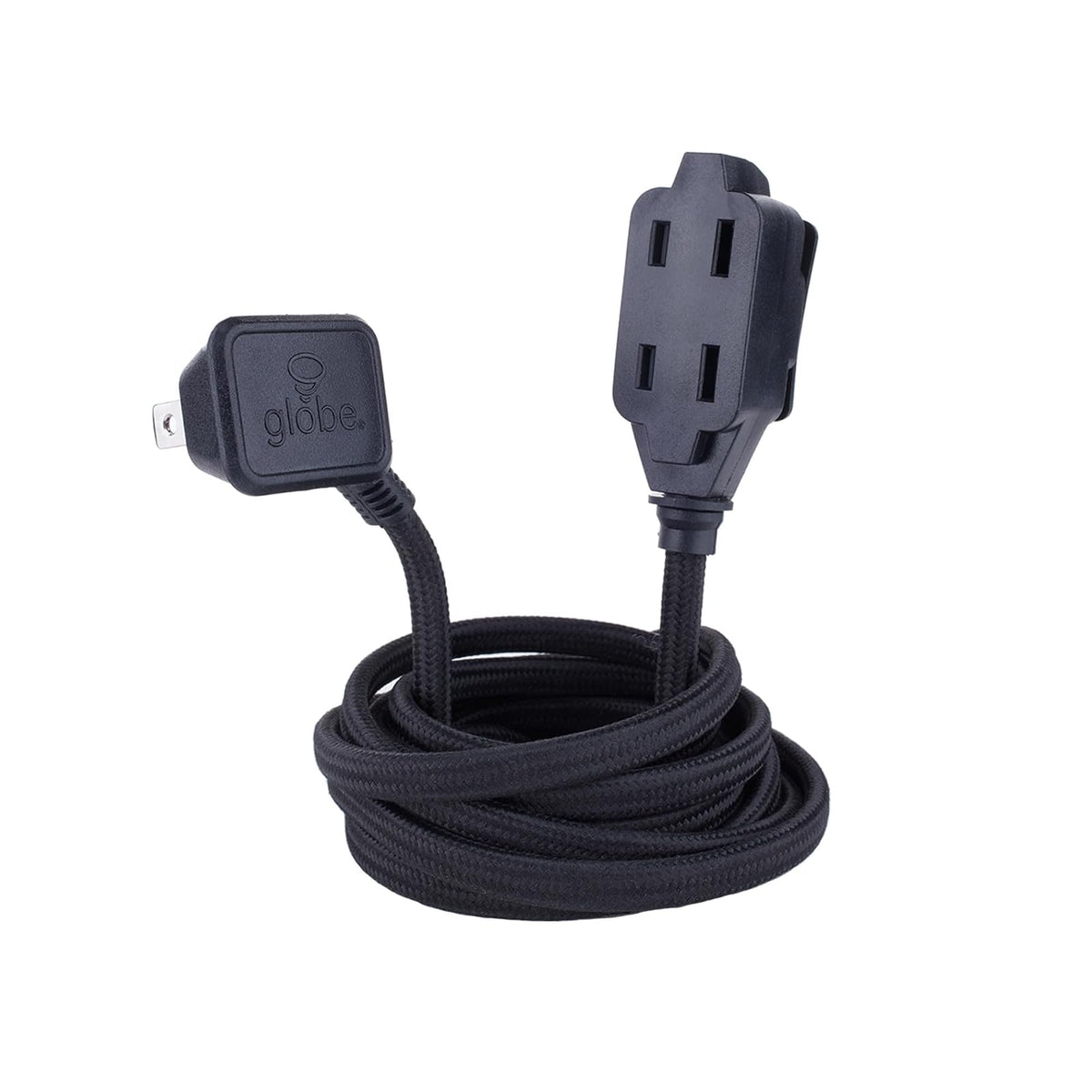 Globe Electric Cable de Extensión de Tela 2.74 m, 3 Salidas - Negro -