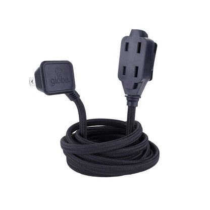 Globe Electric Cable de Extensión de Tela 2.74 m, 3 Salidas - Negro -