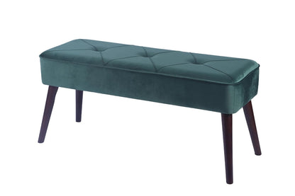 Sochic Taburete Tapizado en Terciopelo Verde con Patas de Madera de Caucho de Nogal y Marco de Madera