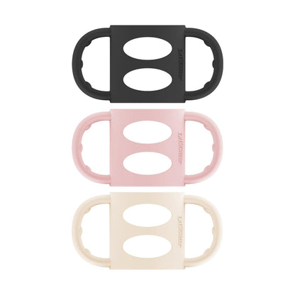 Dr. Brown’s® Milestones™ 100% Silicone Baby Bottle Handles, Narrow, Light Pink, Ecru, Black, 3 Pack, 4m+