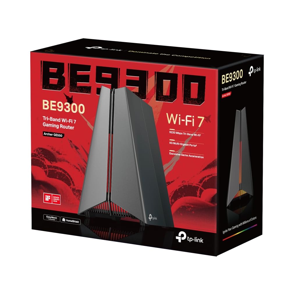Tp-link Router Archer Ge550 Wi?fi 7 Gaming Tri?band Be9300 - Wi-fi 7 Tribanda hasta 9220 Mbps, Wan 5 Gbps + Lan 5 Aceleraci?n para Juegos, Rgb Cobertura Ultraestable