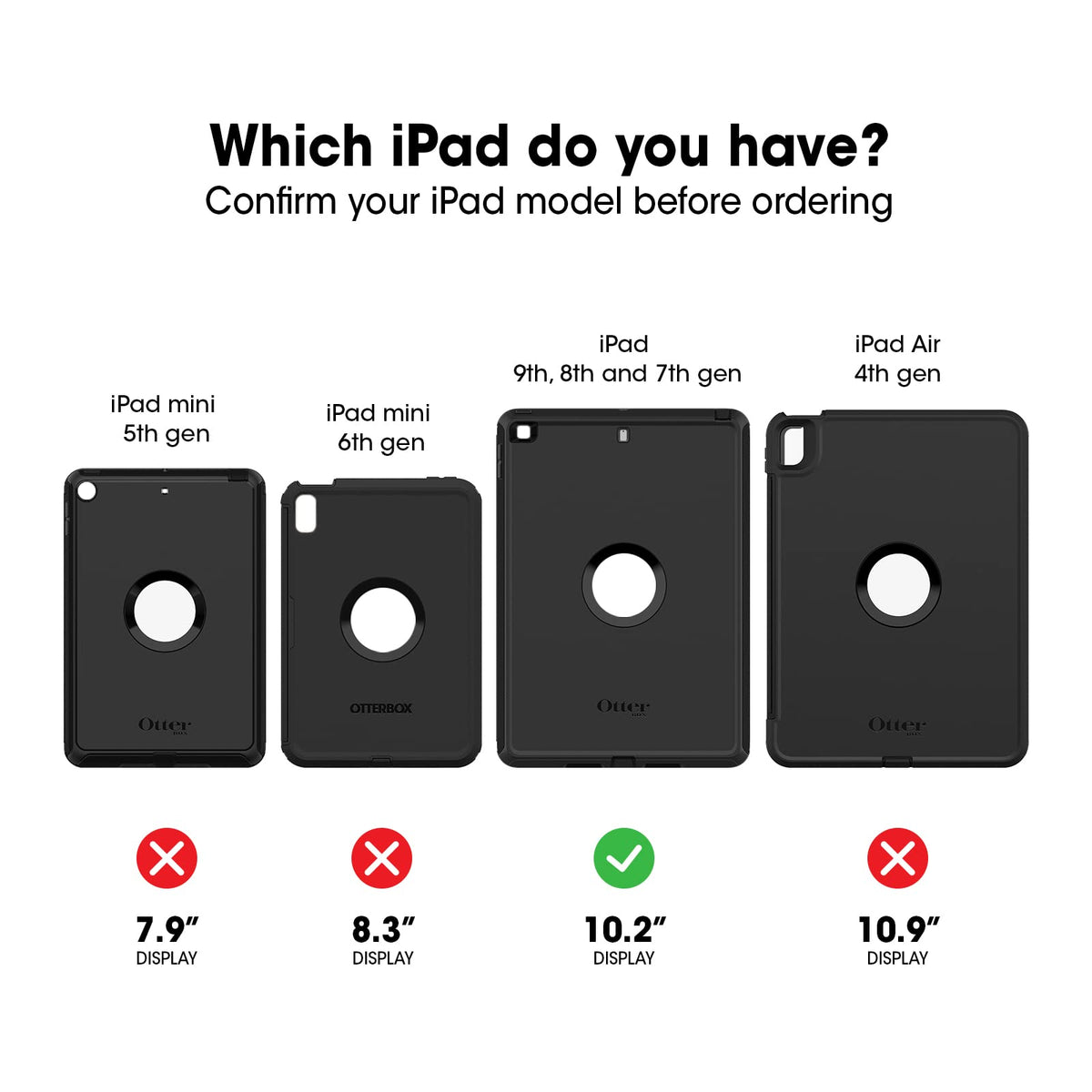 Otterbox Funda De La Serie Defender para Apple iPad (7ª, 8ª Y 9ª Generación) - Negro