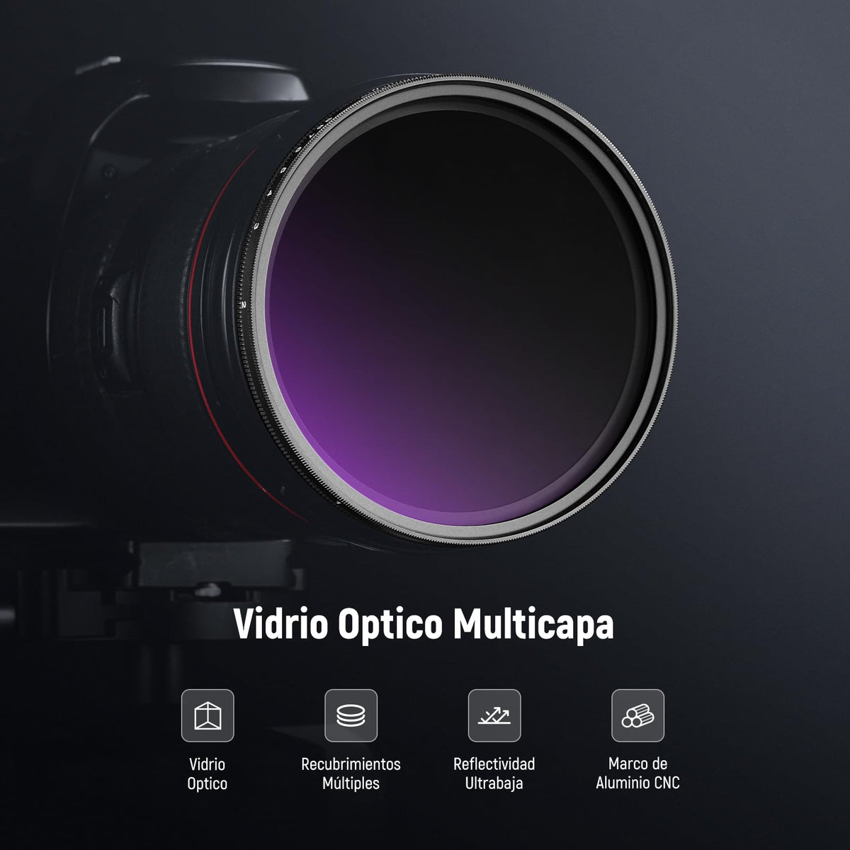 NEEWER 58 mm ND2-400 Filtro ND Variable (1-9 Pasos) con 3 Paños Limpieza, Filtro Densidad Neutra Variable Giratorio Ajustable para Lentes Cámara Vidrio Optico Multicapa para Equilibrar Exposición