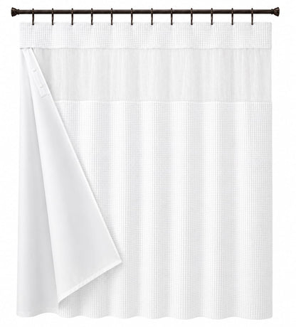Dainty Home Smart Design - Cortina para regadera, Tela, Piqué Blanco., 72 Inch Wide x 72 Inch Long, 1