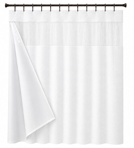 Dainty Home Smart Design - Cortina para regadera, Tela, Piqué Blanco., 72 Inch Wide x 72 Inch Long, 1