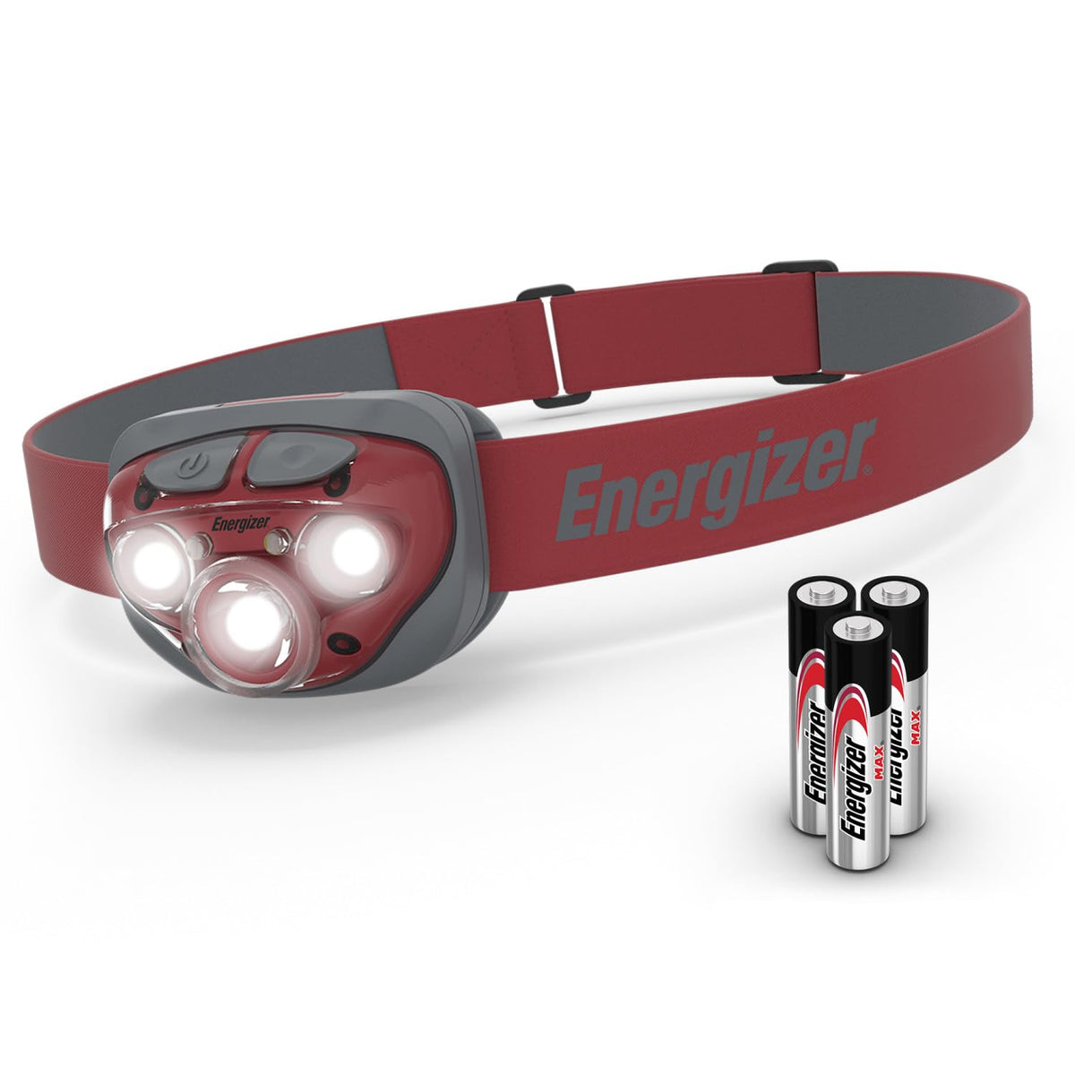 Energizer High-Powered LED Headlamp Flashlights, IPX4 Water Resistant, Super Bright LED, Multiple Light Modes, Best Headlight for Camping, Running, Outdoors, Emergency Light, Batteries Included - Rojo óxido