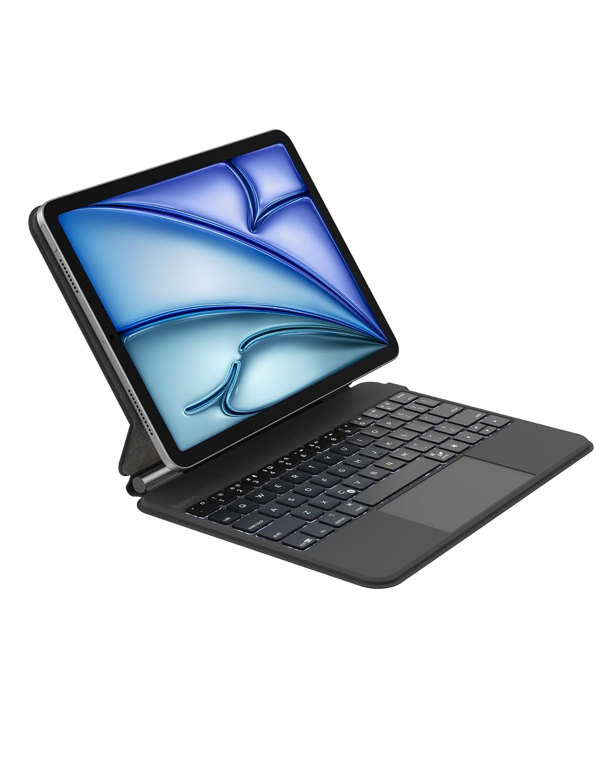 Belkin Pro - Funda para teclado con soporte magnético, teclado Bluetooth retroiluminado, controles multigestos, compatibilidad magnética de almacenamiento de Apple Pencil y teclas multimedia para iPad