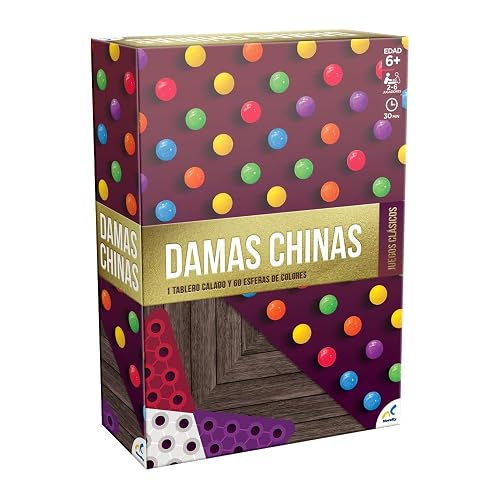Novelty Corp - Damas Chinas Foil, Juego de Mesa para 2-6 Jugadores, a Partir de 6 Años, Máxima Calidad, Juegos Clásicos y Tradicionales