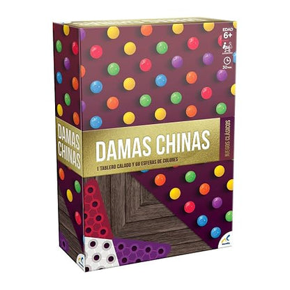 Novelty Corp - Damas Chinas Foil, Juego de Mesa para 2-6 Jugadores, a Partir de 6 Años, Máxima Calidad, Juegos Clásicos y Tradicionales