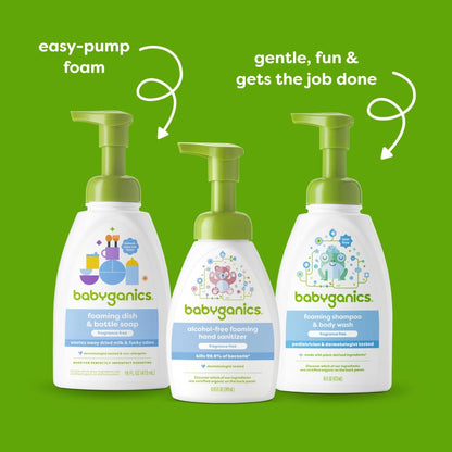 Babyganics Shampoo y Gel de Baño Espumosos 2 en 1 Sin Fragancia 473 ml | Hipoalergénico | Sin Lágrimas | Apto para Bebés y Piel Sensible | Sin Parabenos ni Sulfatos