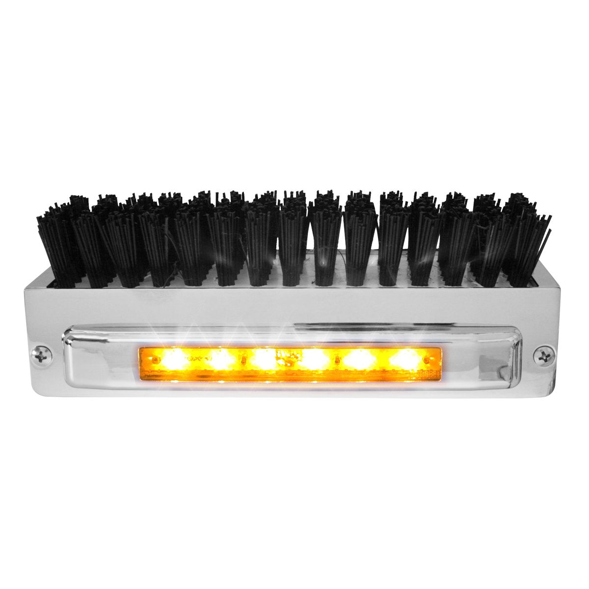 Grand General 98980 Chrome Aluminum Boot Caddie with Black Brush and 6 Amber LED Light Bar - cepillo para polvo negro con LED ámbar - ámbar.
