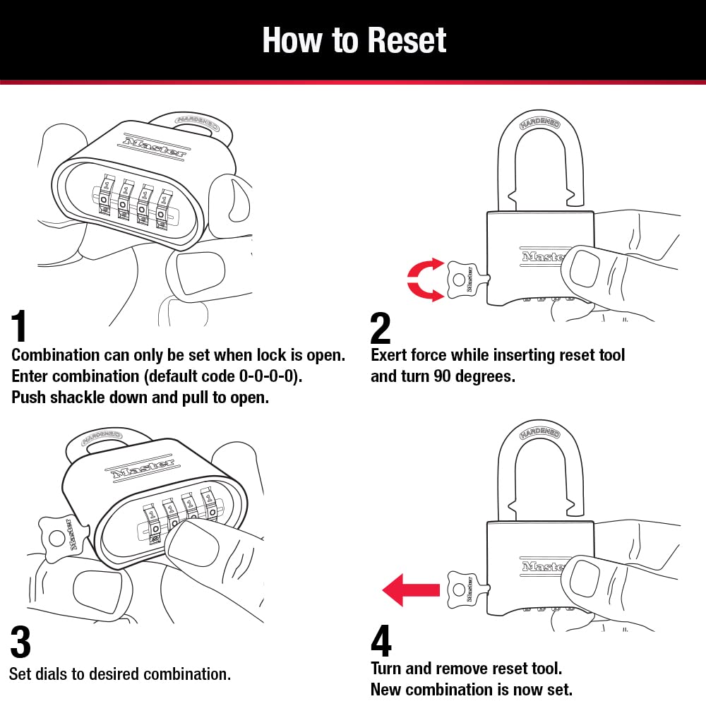 Master Lock - Candado de combinación negro, configura tu propio candado combinado, resistente a la intemperie para interiores y exteriores con código para clóset de gimnasio, puerta, cobertizo,