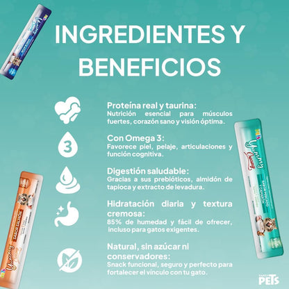 Fancy Pets Yummy Creamy Premio Cremoso Lamible para Gato Surtido 12 Tubos (4 Atún, 4 Salmón, 4 Camarón)