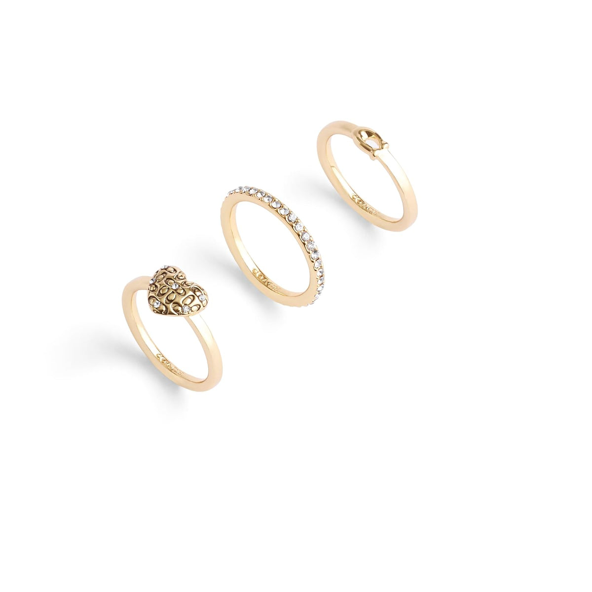 COACH - Juego de anillos acolchados para mujer, Latón, Sin piedras preciosas