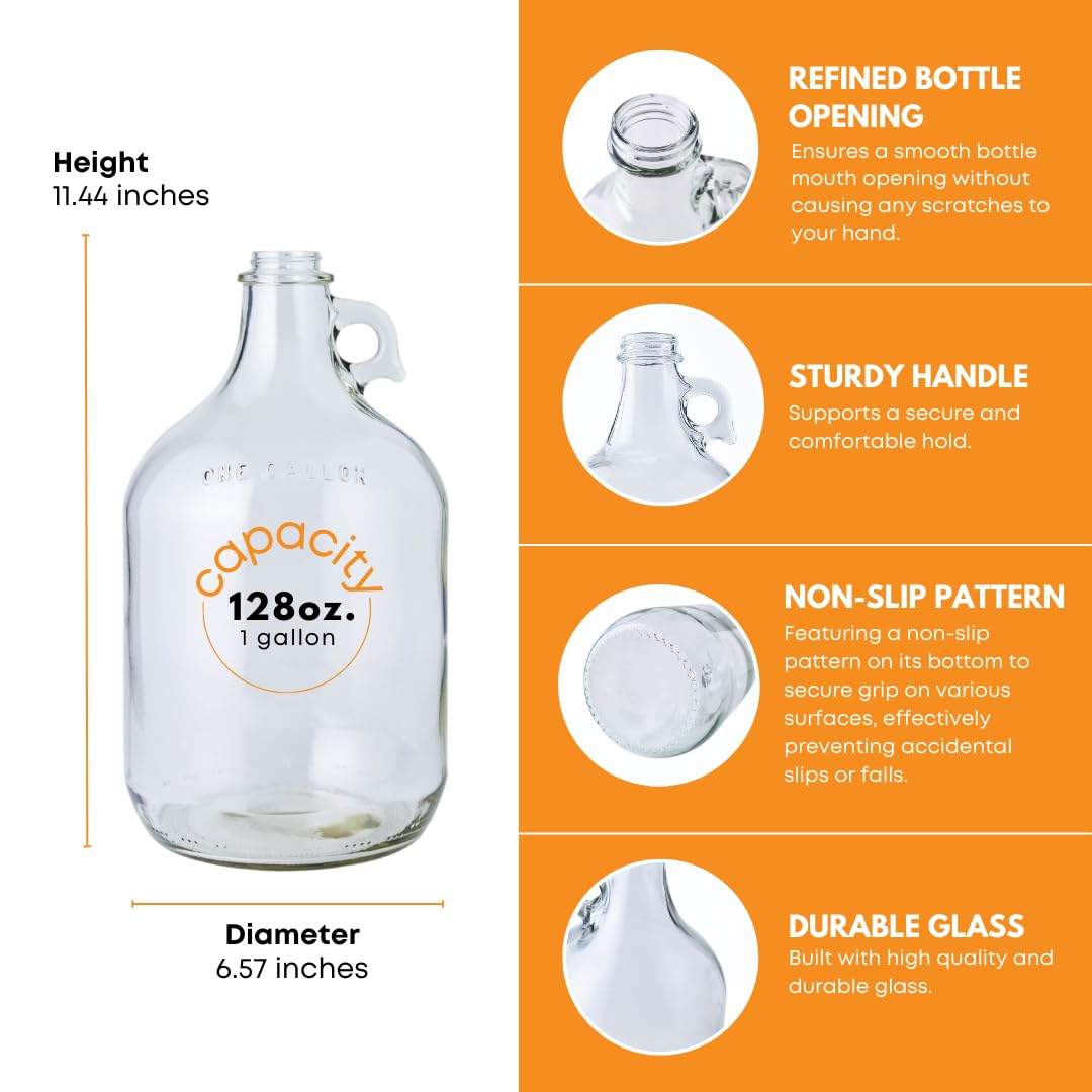 Home Brew Ohio One Gallon Glass Jug With Twin Bubble Airlock, Polyseal Lid, #6 Drilled Stopper by Home Brew Ohio