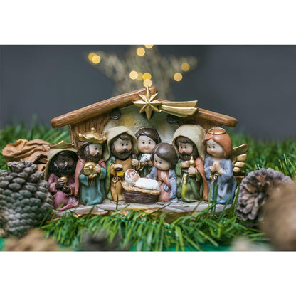 Nacimiento en Portal Navideño | Escena Sagrada de la Navidad | Perfecto para tu Navidad | 13x21x5cm | Running Decora