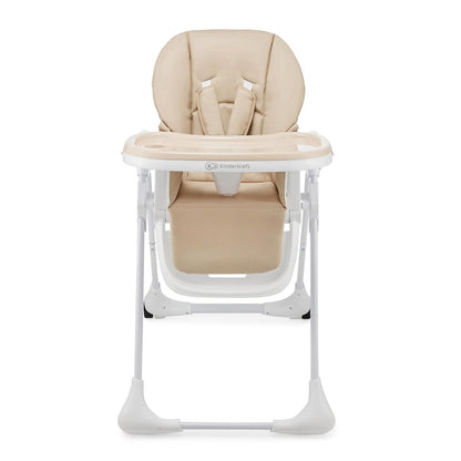 Kinderkraft TUMMIE Silla alta 2 en 1, Periquera, Tona Bebé, Para niños, Trona combinada, Asiento desde los primeros meses de vida, reposapiés, Posición tumbada, con juguetes, ajustable, Beige
