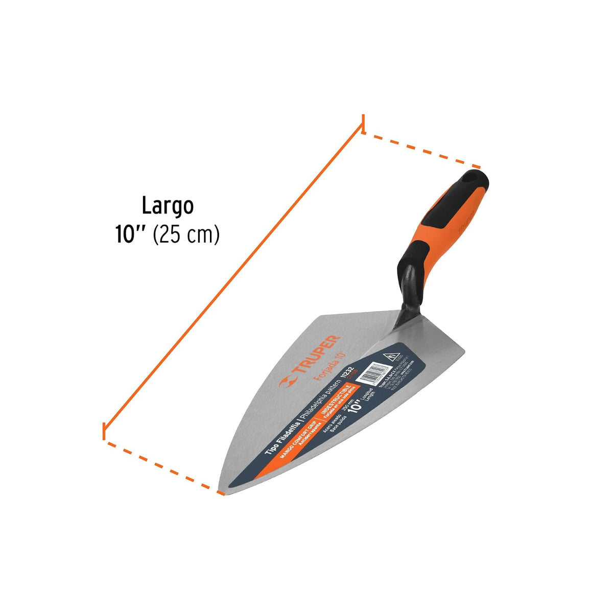 Truper CT-10B, Cuchara para albañil tipo Filadelfia 10" mango