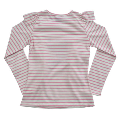 Disney Blusa Manga Larga Stitch Rosa con Olanes para niña