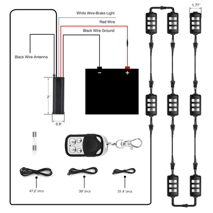 Nilight TL-55 Juego de 8 Tiras de Luces LED RGB para Motocicleta Multicolor Neón Impermeable con Control RF para Harley Suzuki