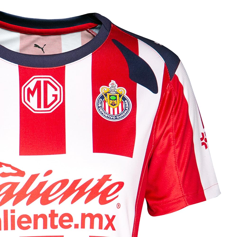 Puma Chivas Home - Playera de Manga Corta con Cuello Redondo para Mujer, Estilo Casual, Color Rojo