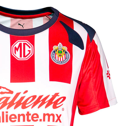 Puma Chivas Home - Playera de Manga Corta con Cuello Redondo para Mujer, Estilo Casual, Color Rojo