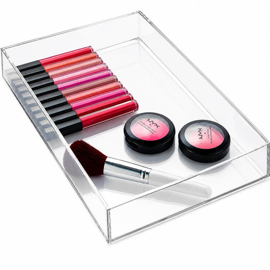 interDesign claridad gaveta de Cocina Organizador para Cubiertos | Bandeja de plástico, almacenamiento de maquillaje, cambiador de baño, cambiador o computadora