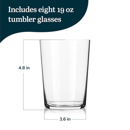 Libbey, Vasos de café de 538 ml, juego de 8, 538 ml, transparente