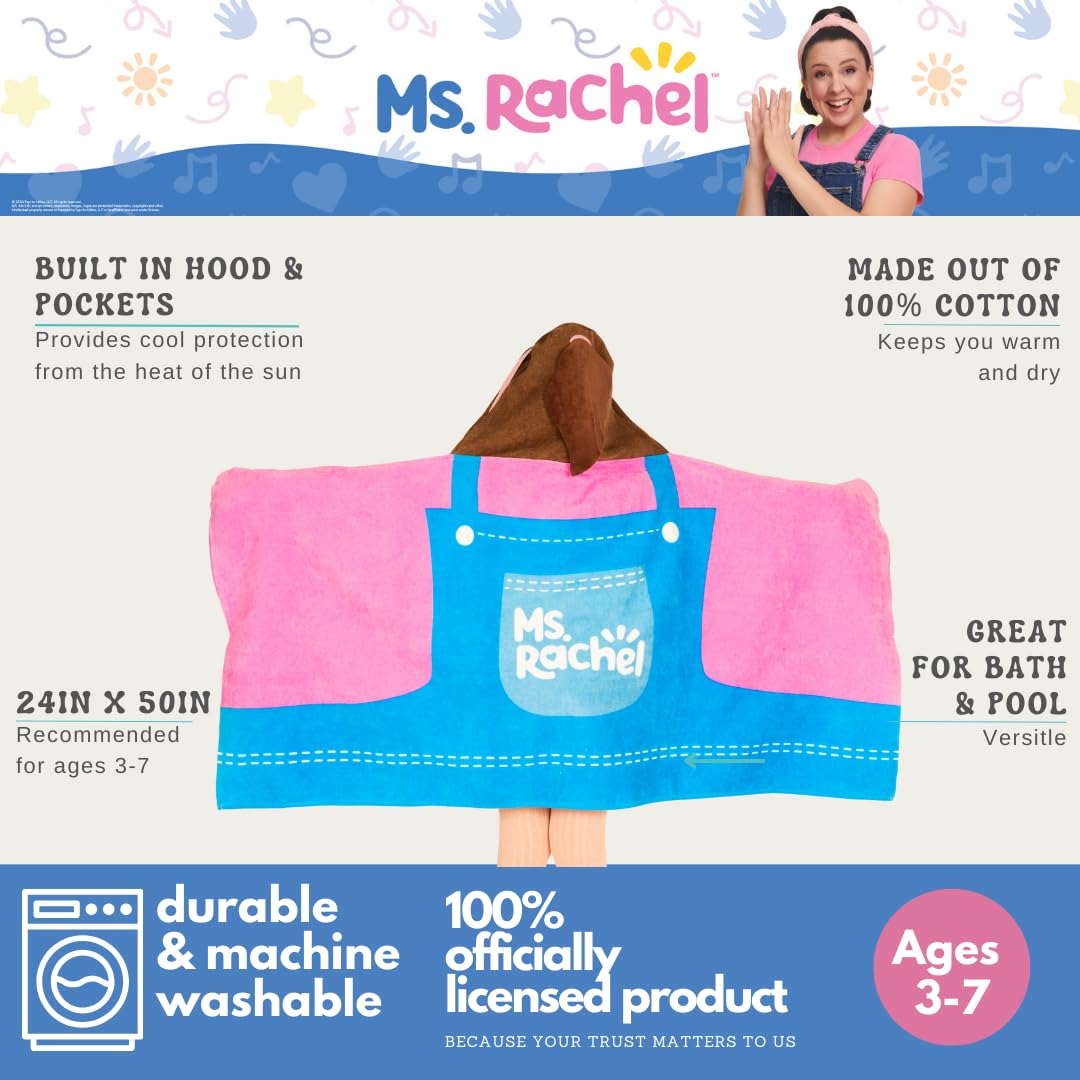 Ms. Rachel Kids - Toalla de Toalla de Rizo de algodón Suave súper Suave para baño/alberca/Playa, 24 x 50 Pulgadas, (Producto Oficial de Licencia) por Franco