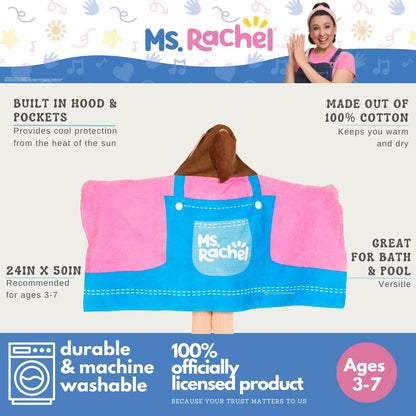 Ms. Rachel Kids - Toalla de Toalla de Rizo de algodón Suave súper Suave para baño/alberca/Playa, 24 x 50 Pulgadas, (Producto Oficial de Licencia) por Franco